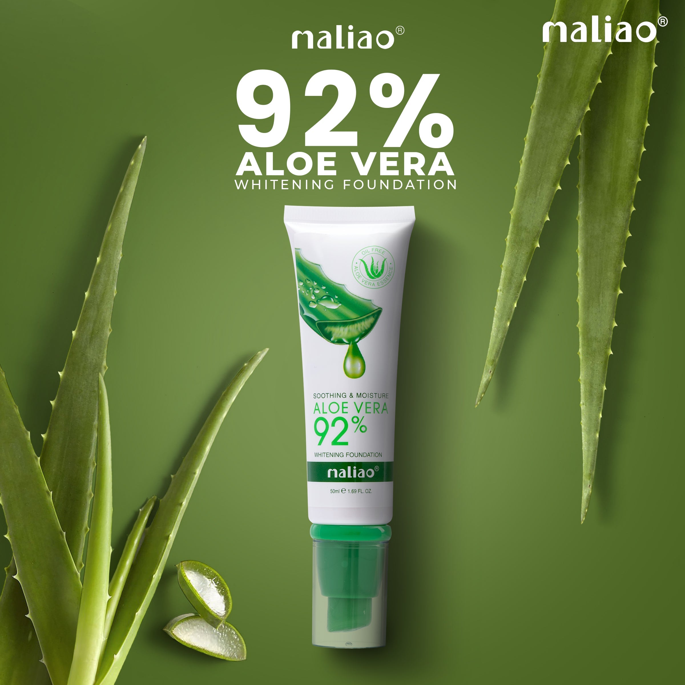 Maliao Aloe Vera 92% Soothing & Moisture Whitening Foundation - Nourish and Illuminate Face